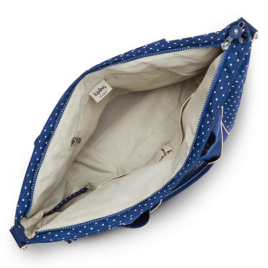 Kipling Asseni Printed Tote Bags Soft Dot Blue | CA 1461LI